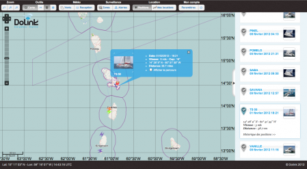 Affichage de la position du bateau sur fond cartographique Google &reg;