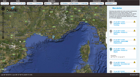 Historique des alertes, bateau dans le sud de la France