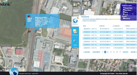 Vue satellitaire historique des positions
